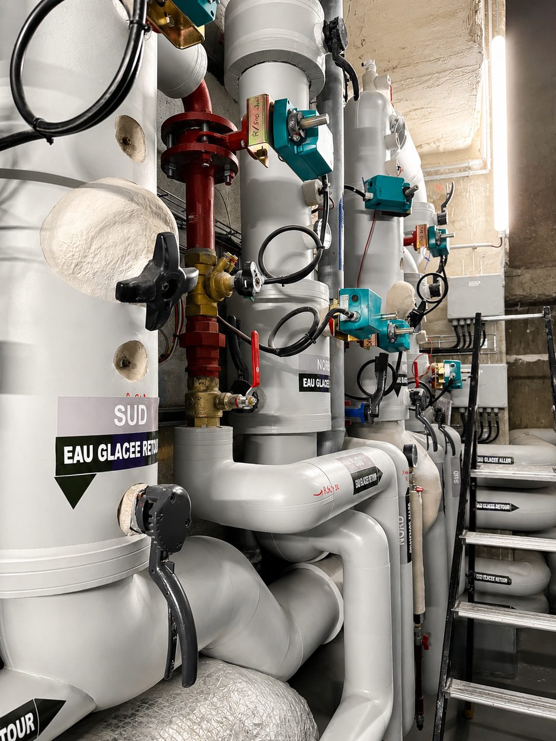 Réseaux de ventilation en plafond industriel